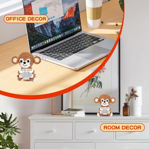 PinCute Postive Stuffed Monkey Crochet Animals Gifts for Women and Men - Emotional Birthday Anniversary Easter Father Mother’s Day Thank You Unique Present Funny Gift for Him/Her/Boyfriend/Girlfriend in Kuwait