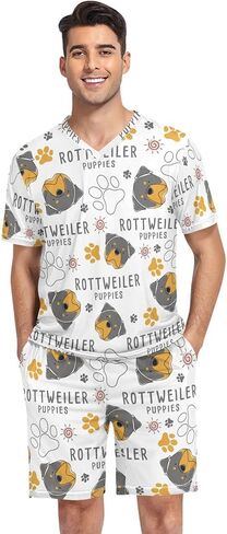 طقم بيجامة رجالي بأكمام قصيرة ورقبة على شكل حرف V مكون من قطعتين ملابس نوم صيفية شورتات مع جيوب Pjs in Kuwait