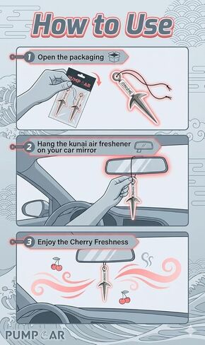 PumpCar 2 pieces Ninja Kunai double-sided hanging Japanese anime cherry-scented One Piece car air freshener Cool for rearview mirror Car Interior Accessories Household Gifts in Kuwait