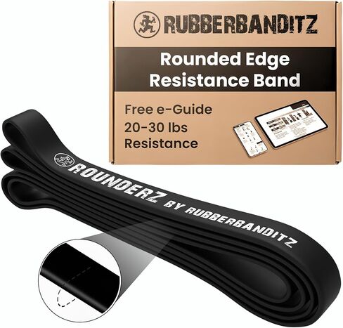 شريط مقاومة ذو حافة مستديرة من المطاط | أربطة تمرين مدمجة وخفيفة الوزن | مناسب لجميع مستويات اللياقة البدنية للمستخدمين| أربطة مقاومة مناسبة للسفر للتمرين | حزمة من 1 (أسود) in Kuwait