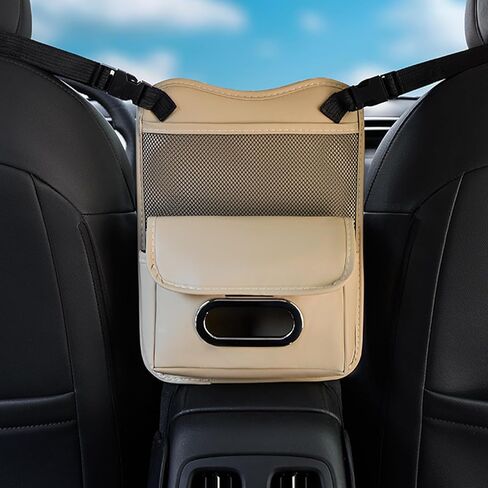 Car Handbag Holder Between Seats Leather Large Capacity Car Purse Holder Automotive Consoles & Organizers for Document Phone Storage Car Organizer in Kuwait