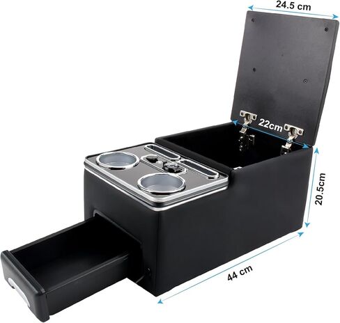 Universal Car Center Console Organizer with Storage/Cup Holders/USB Ports/7 LED Lights for Car Van SUV Back & Passenger Seat in Saudi Arabia