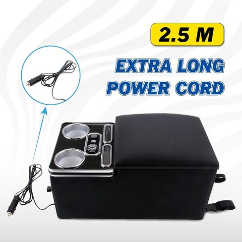 Universal Car Center Console Organizer with Storage/Cup Holders/USB Ports/7 LED Lights for Car Van SUV Back & Passenger Seat in Saudi Arabia