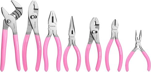 WORKPRO 7-piece Pliers Set (8-inch Groove Joint Pliers, 6-inch Long Nose, 6-inch Slip Joint, 4-1/2 Inch Long Nose, 6-inch Diagonal, 7-inch Linesman, 8-inch Slip Joint) for DIY & Home Use in Saudi Arabia