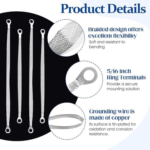 16PCS Ground Straps,10/12Inch Engine Universal Automotive Grounding Cable Straps Suitable for Most Cars in Kuwait