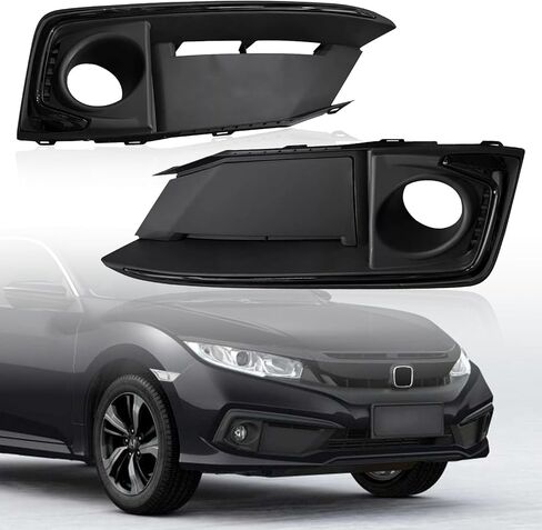 YLT AUTO زوج من المصد الأمامي للضباب غطاء خفيف طقم استبدال الإطار LH + RH غطاء يربك أسود مناسب 2019-2021 لهوندا سيفيك كوبيه/سيدان 71180TBAA60 in Kuwait