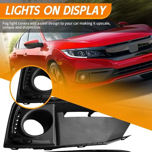 YLT AUTO زوج من المصد الأمامي للضباب غطاء خفيف طقم استبدال الإطار LH + RH غطاء يربك أسود مناسب 2019-2021 لهوندا سيفيك كوبيه/سيدان 71180TBAA60 in Kuwait