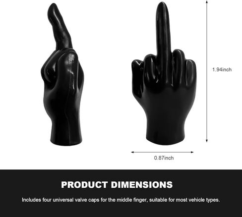 4 PCS Middle Finger Valve Stem Cap, Rubber Middle Finger Tire Valve Caps Decorative Covers, Personalized Fingers Wheel Stem Covers for Most Vehicles, Car Accessories in Kuwait