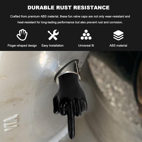 4 PCS Middle Finger Valve Stem Cap, Rubber Middle Finger Tire Valve Caps Decorative Covers, Personalized Fingers Wheel Stem Covers for Most Vehicles, Car Accessories in Kuwait