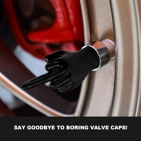 4 PCS Middle Finger Valve Stem Cap, Rubber Middle Finger Tire Valve Caps Decorative Covers, Personalized Fingers Wheel Stem Covers for Most Vehicles, Car Accessories in Kuwait