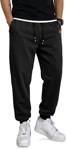 JMIERR Men's Sweatpants with Zipper Pockets Fleece Tapered Joggers Drawstring Waist Athletic Gym Running Workout Track Pants in Kuwait
