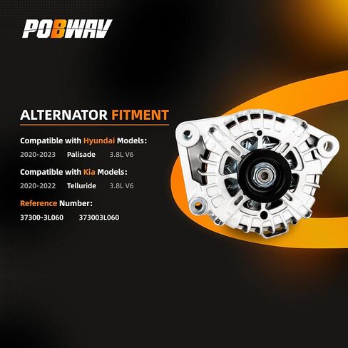 37300-3L060 مولد كهربائي جديد 3.8 لتر متوافق مع 2020-2023 Hyundai Palisade و2020-2022 Kia Telluride استبدال # 37300 3L060 in Kuwait