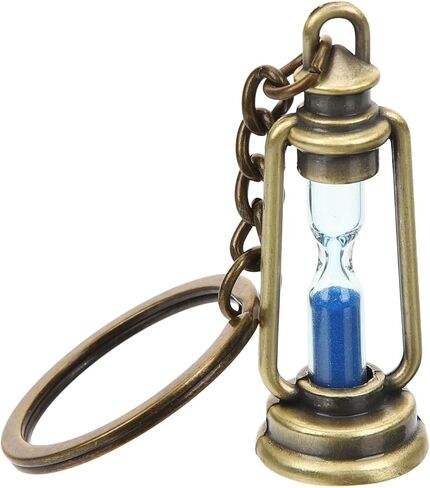 Kisangel 5pcs Hourglass Keychain, Vintage Sand Timer Keychain, Brass Hour Glass Clock Key Chain Vintage Backpack Key Rings for Men Women Decor,Blue in Saudi Arabia