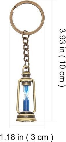 Kisangel 5pcs Hourglass Keychain, Vintage Sand Timer Keychain, Brass Hour Glass Clock Key Chain Vintage Backpack Key Rings for Men Women Decor,Blue in Saudi Arabia