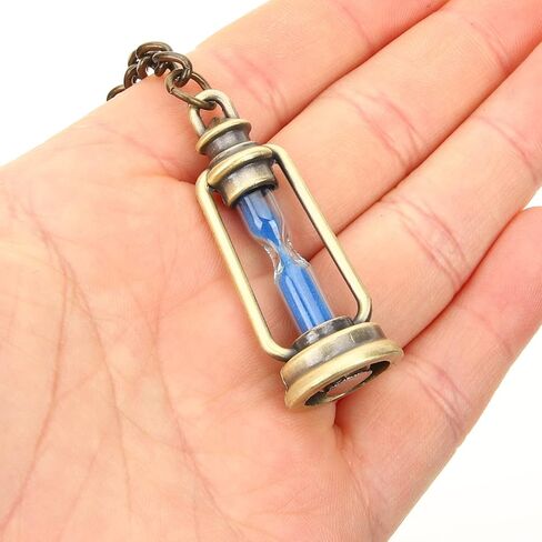 Kisangel 5pcs Hourglass Keychain, Vintage Sand Timer Keychain, Brass Hour Glass Clock Key Chain Vintage Backpack Key Rings for Men Women Decor,Blue in Saudi Arabia