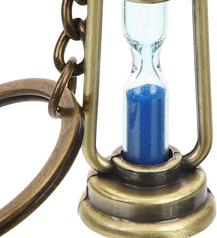 Kisangel 5pcs Hourglass Keychain, Vintage Sand Timer Keychain, Brass Hour Glass Clock Key Chain Vintage Backpack Key Rings for Men Women Decor,Blue in Saudi Arabia