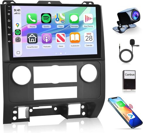 2G+64G Wireless Carplay Radio for Ford Escape Kuga 2007-2012, Rimoody Android 13 Car Stereo for Mazda Tribute 2007-2012 Android Auto 9 Inch Touchscreen GPS WiFi Bluetooth FM/RDS EQ + Backup Camera in Kuwait