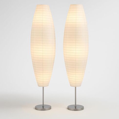 مجموعة مصابيح أرضية ورقية من LIGHTACCENTS - مصابيح ورقية - مصابيح أرضية من ورق الأرز - مصابيح أرضية ورقية لغرفة المعيشة تناسب ديكور الغرفة الحديثة مثالية لديكور غرفة النوم - بطول 59 بوصة (مجموعة من 2) in Kuwait