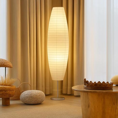 مجموعة مصابيح أرضية ورقية من LIGHTACCENTS - مصابيح ورقية - مصابيح أرضية من ورق الأرز - مصابيح أرضية ورقية لغرفة المعيشة تناسب ديكور الغرفة الحديثة مثالية لديكور غرفة النوم - بطول 59 بوصة (مجموعة من 2) in Kuwait