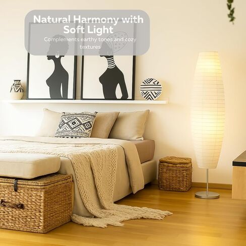 مجموعة مصابيح أرضية ورقية من LIGHTACCENTS - مصابيح ورقية - مصابيح أرضية من ورق الأرز - مصابيح أرضية ورقية لغرفة المعيشة تناسب ديكور الغرفة الحديثة مثالية لديكور غرفة النوم - بطول 59 بوصة (مجموعة من 2) in Kuwait