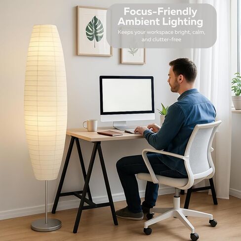 مجموعة مصابيح أرضية ورقية من LIGHTACCENTS - مصابيح ورقية - مصابيح أرضية من ورق الأرز - مصابيح أرضية ورقية لغرفة المعيشة تناسب ديكور الغرفة الحديثة مثالية لديكور غرفة النوم - بطول 59 بوصة (مجموعة من 2) in Kuwait