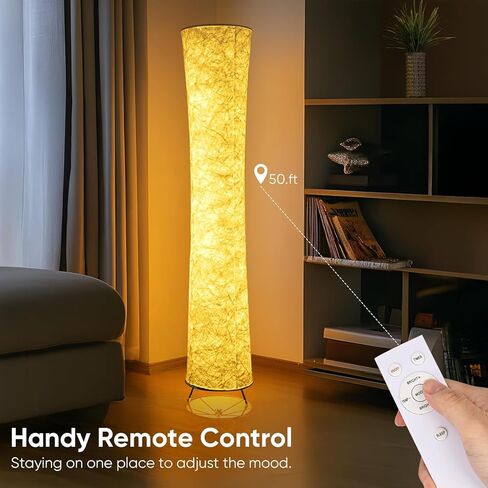 مصباح أرضي خفيف ناعم، 52 بوصة تصميم بسيط موردن 3 ألوان إضاءة LED للتحكم عن بعد مع غطاء قماش تايفك، سطوع قابل للتعديل لغرفة المعيشة وغرفة النوم وغرفة الألعاب in Saudi Arabia