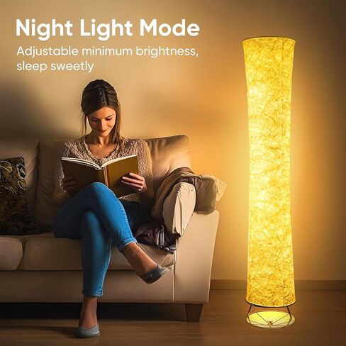 مصباح أرضي خفيف ناعم، 52 بوصة تصميم بسيط موردن 3 ألوان إضاءة LED للتحكم عن بعد مع غطاء قماش تايفك، سطوع قابل للتعديل لغرفة المعيشة وغرفة النوم وغرفة الألعاب in Saudi Arabia