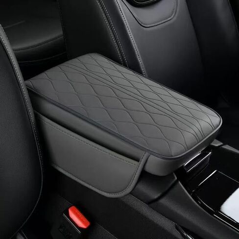 Center Console Armrest Cover Compatible with Volkswagen ID. Buzz 2025 Leather Car Armrest Cushion Pad Protector Black Interior Accessories,Coffee Brown in Saudi Arabia