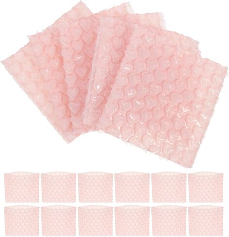VILLCASE 60Pcs Bubble Out Bags Double Walled Cushioning Bubble Bags for Packaging and Shipping 3.93X3.93X0.19In Pink Heart Pouches for Mailing and Moving Protection in Saudi Arabia