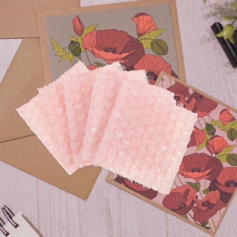 VILLCASE 60Pcs Bubble Out Bags Double Walled Cushioning Bubble Bags for Packaging and Shipping 3.93X3.93X0.19In Pink Heart Pouches for Mailing and Moving Protection in Saudi Arabia