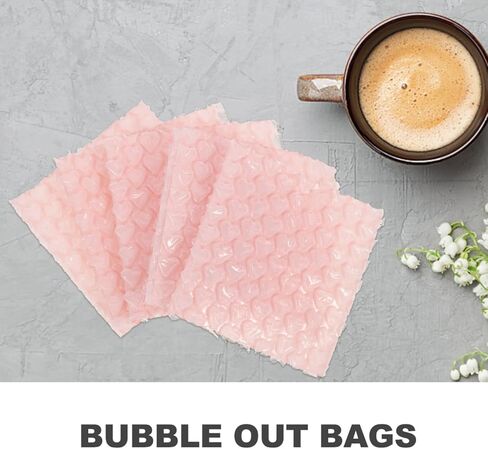 VILLCASE 60Pcs Bubble Out Bags Double Walled Cushioning Bubble Bags for Packaging and Shipping 3.93X3.93X0.19In Pink Heart Pouches for Mailing and Moving Protection in Saudi Arabia