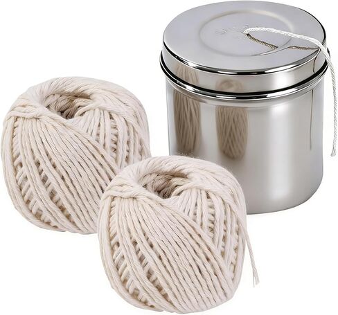 خيوط مطبخ مع موزع من الفولاذ المقاوم للصدأ، عبوتين من خيوط الطبخ بطول 216 قدم، خيوط جزار من القطن الطبيعي مقاس 2 مم للحوم والديك الرومي والشواء واستخدام المطبخ، خيوط جزار سحب مركزية للطهي in Kuwait