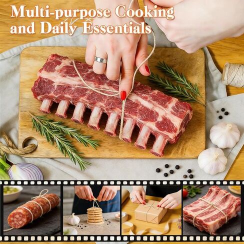 خيوط مطبخ مع موزع من الفولاذ المقاوم للصدأ، عبوتين من خيوط الطبخ بطول 216 قدم، خيوط جزار من القطن الطبيعي مقاس 2 مم للحوم والديك الرومي والشواء واستخدام المطبخ، خيوط جزار سحب مركزية للطهي in Kuwait