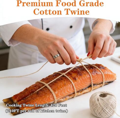 خيوط مطبخ مع موزع من الفولاذ المقاوم للصدأ، عبوتين من خيوط الطبخ بطول 216 قدم، خيوط جزار من القطن الطبيعي مقاس 2 مم للحوم والديك الرومي والشواء واستخدام المطبخ، خيوط جزار سحب مركزية للطهي in Kuwait