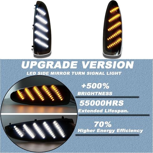 Smoke LED Side Mirror Marker Lights Kit for Ford F250 F350 F450 F550 F650 Super Duty 2003-2007 Switchback White DRL & Sequential Amber Side Marker Turn Signals | Direct Replacement Assembly in Kuwait