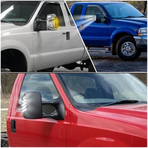 Smoke LED Side Mirror Marker Lights Kit for Ford F250 F350 F450 F550 F650 Super Duty 2003-2007 Switchback White DRL & Sequential Amber Side Marker Turn Signals | Direct Replacement Assembly in Kuwait