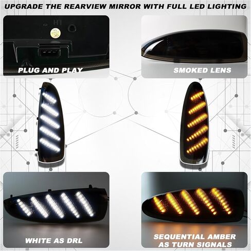 Smoke LED Side Mirror Marker Lights Kit for Ford F250 F350 F450 F550 F650 Super Duty 2003-2007 Switchback White DRL & Sequential Amber Side Marker Turn Signals | Direct Replacement Assembly in Kuwait