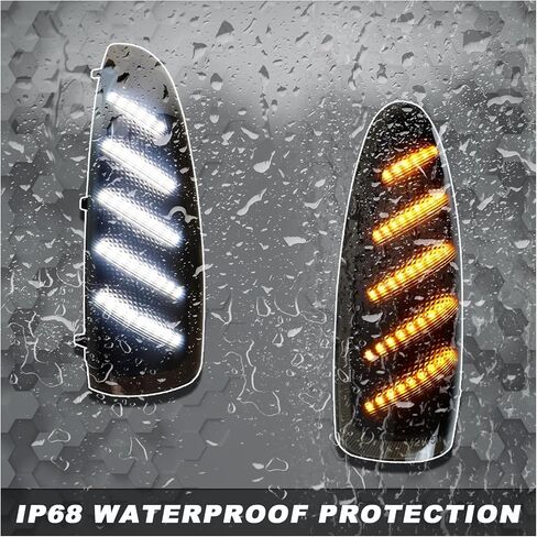 Smoke LED Side Mirror Marker Lights Kit for Ford F250 F350 F450 F550 F650 Super Duty 2003-2007 Switchback White DRL & Sequential Amber Side Marker Turn Signals | Direct Replacement Assembly in Kuwait