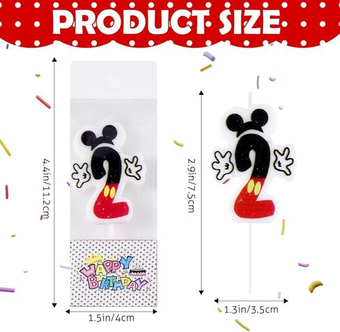 Mouse 2nd Birthday Candle, Mouse Number 2 Cake Candle Birthday Cake Topper for Mouse 2nd Birthday Party Decorations in Kuwait