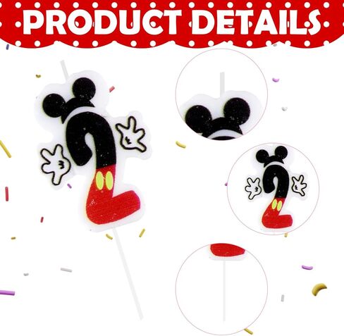 Mouse 2nd Birthday Candle, Mouse Number 2 Cake Candle Birthday Cake Topper for Mouse 2nd Birthday Party Decorations in Kuwait