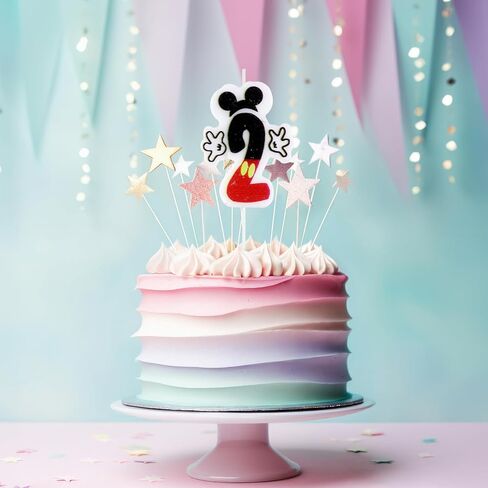 Mouse 2nd Birthday Candle, Mouse Number 2 Cake Candle Birthday Cake Topper for Mouse 2nd Birthday Party Decorations in Kuwait