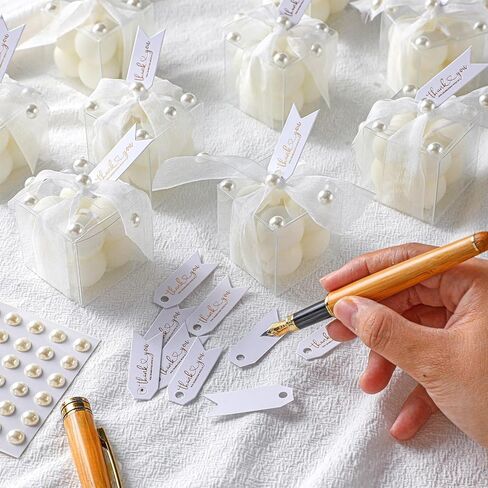 Nuanchu 30 Sets Bridal Shower Favors White 1.6" Mini Bubble Candles Wedding Favors Gifts for Guests Aesthetic Bubble Candles Baby Shower Favor with Thank You Card Ribbon for DIY Baptism Gift in Saudi Arabia