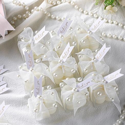 Nuanchu 30 Sets Bridal Shower Favors White 1.6" Mini Bubble Candles Wedding Favors Gifts for Guests Aesthetic Bubble Candles Baby Shower Favor with Thank You Card Ribbon for DIY Baptism Gift in Saudi Arabia