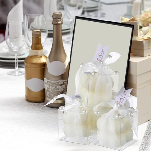Nuanchu 30 Sets Bridal Shower Favors White 1.6" Mini Bubble Candles Wedding Favors Gifts for Guests Aesthetic Bubble Candles Baby Shower Favor with Thank You Card Ribbon for DIY Baptism Gift in Saudi Arabia