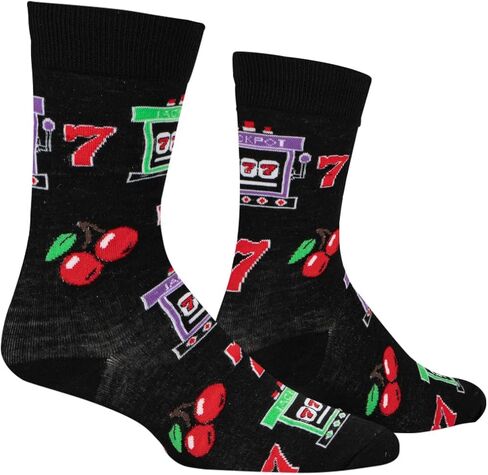 Crazy Socks - Lucky 7 Slot Machine Crew Sock - Casino Gaming Novelty Socks - Size Large for Men & Women - Funny Gambling-Themed Socks - Cozy Daily Wear - Great Gift for Vegas Trips, Birthdays in Kuwait