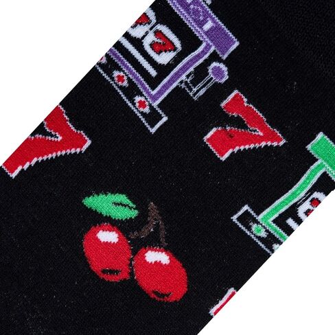 Crazy Socks - Lucky 7 Slot Machine Crew Sock - Casino Gaming Novelty Socks - Size Large for Men & Women - Funny Gambling-Themed Socks - Cozy Daily Wear - Great Gift for Vegas Trips, Birthdays in Kuwait