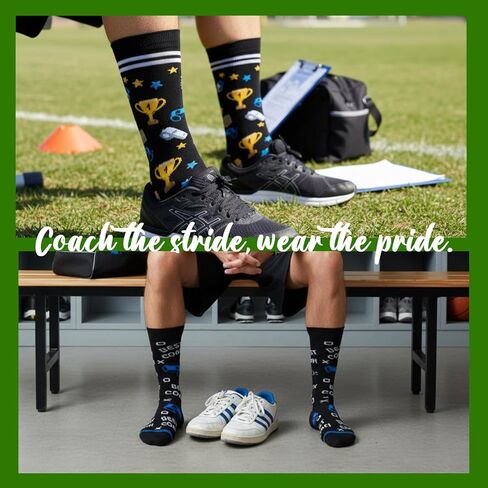 6 Pairs Coach Socks Bulk for Men Women Coach Sock Unisex Nylon Athletic Breathable Funny Colorful Cycling Gifts for Soccer Football Gymnastics Athletic Trainers Great Coach Socks in Saudi Arabia