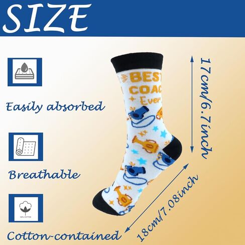 6 Pairs Coach Socks Bulk for Men Women Coach Sock Unisex Nylon Athletic Breathable Funny Colorful Cycling Gifts for Soccer Football Gymnastics Athletic Trainers Great Coach Socks in Saudi Arabia