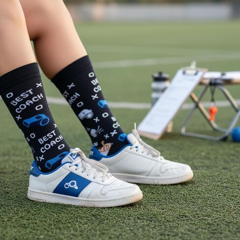 6 Pairs Coach Socks Bulk for Men Women Coach Sock Unisex Nylon Athletic Breathable Funny Colorful Cycling Gifts for Soccer Football Gymnastics Athletic Trainers Great Coach Socks in Saudi Arabia