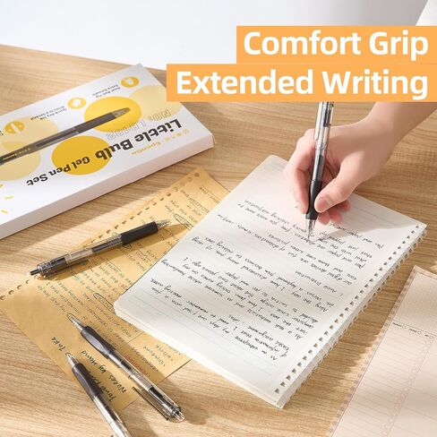 0.7mm Fine Point Gel Pens, Little Bulb Smooth Writing Black Ink Pens, 24 Pack Bulk Set with Quick Drying Ink & Comfort Grip for School, Office, Journaling Supplies in Kuwait